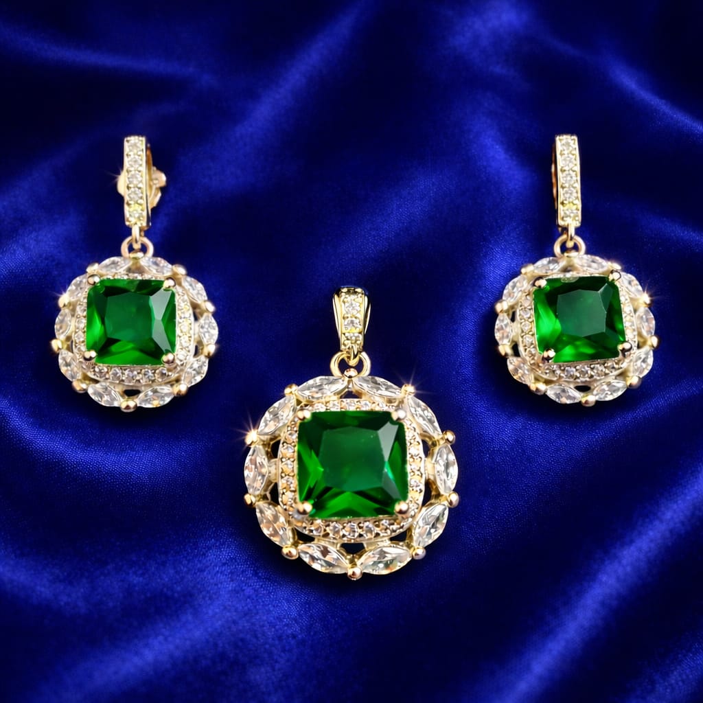 pendent and earrings