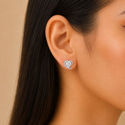 Eternal Heart Silver Stud Earrings – Heart Cut Zircon Designer Earrings for Women