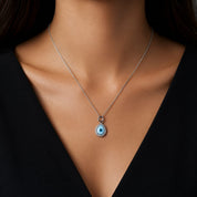 925 Sterling Silver Evil Eye Pendant Necklace for Women | Blue Protection Charm | Minimal Everyday JewelryRRJ0052-396