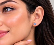 Azure Nazar 925 Sterling Silver Evil Eye Stud Earrings