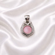 Pink Stone Crystal Silver Pendant