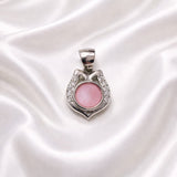 Pink Stone Crystal Silver Pendant