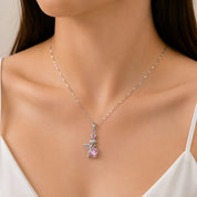 Seraphine Chain – Pink Crystal Swan Silver Pendant Necklace for Women (JS331)