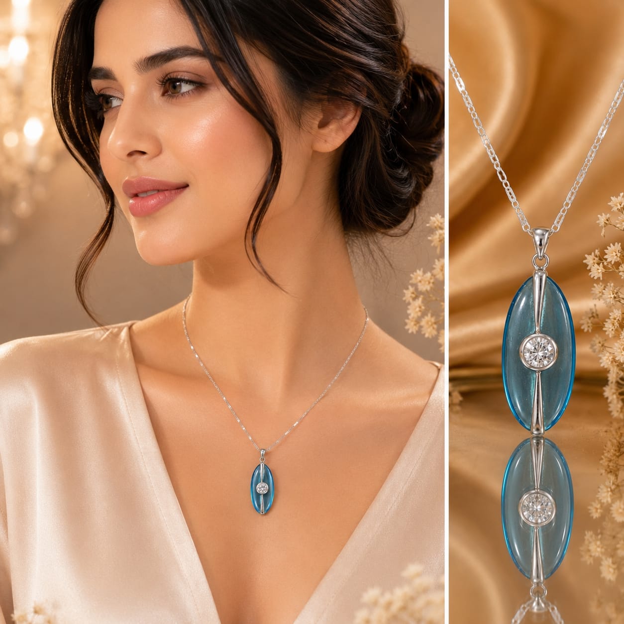 Azure Eclipse Pendant Necklace (JN8710)