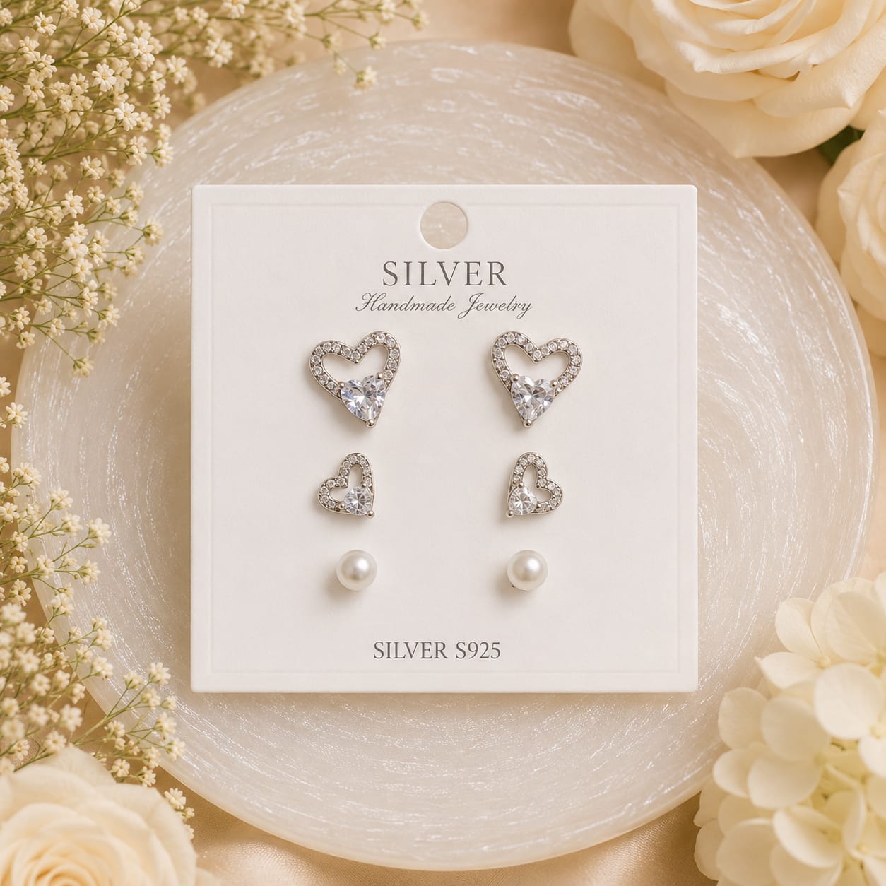 Heart Whisper Trio Stud Set (JC325)