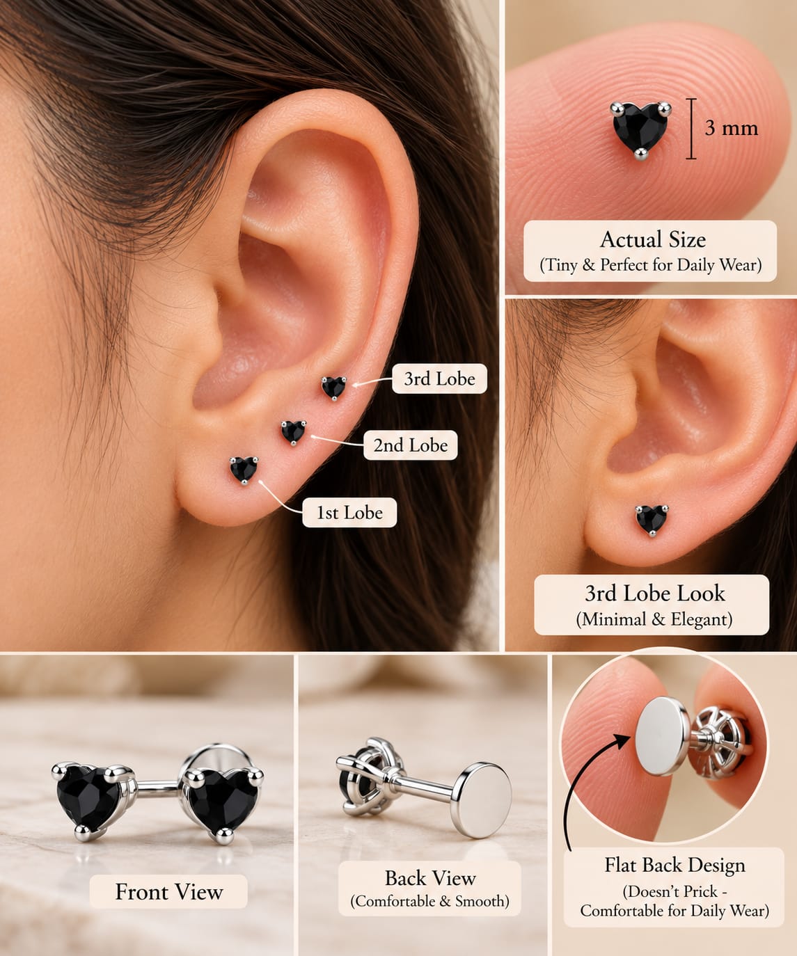 Black Heart Studs