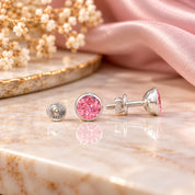 Rosé Blush 925 Sterling Silver Pink Crystal Stud Earrings