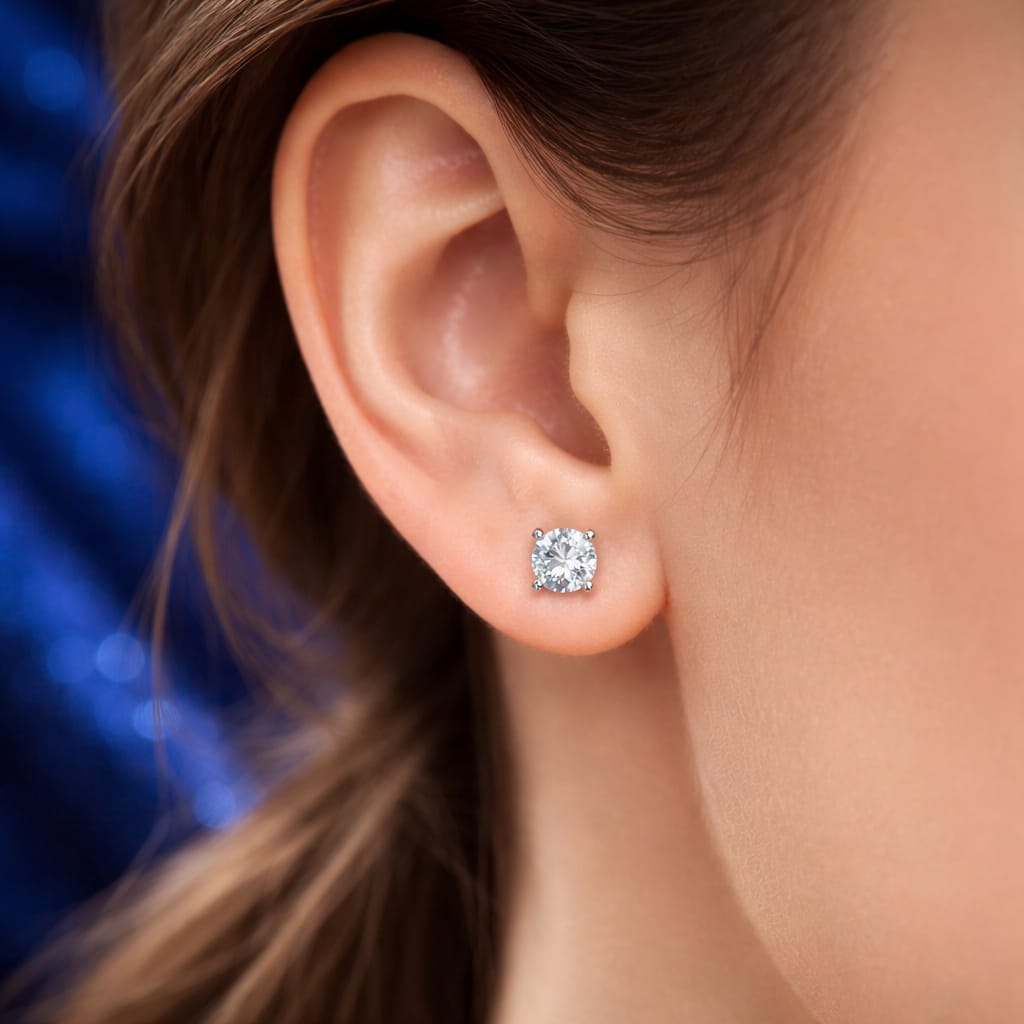 Silver Classic Solitaire Stud Earrings – Brilliant Round Sparkle