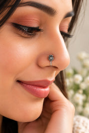 MIDNIGHT BLOOM FLORAL SILVER NOSE PIN
