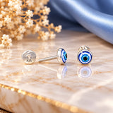 Azure Nazar 925 Sterling Silver Evil Eye Stud Earrings