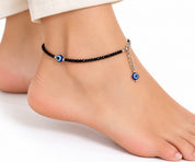 MIDNIGHT EVIL EYE BLACK BEADED ANKLET