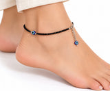 MIDNIGHT EVIL EYE BLACK BEADED ANKLET