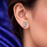 Silver Rectangle Crystal Stud Earrings – Modern Elegant Shine (Er 730- Dp 230)