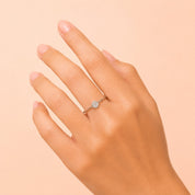 Minimalist Square Halo Silver Ring – Sparkling Zircon Everyday Ring