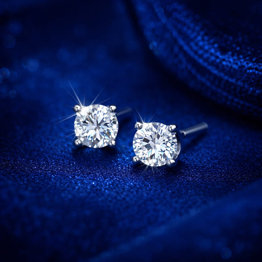 Silver Classic Solitaire Stud Earrings – Brilliant Round Sparkle