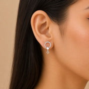 Aurellion Celeste Clover Drop Silver Stud Earrings – Zircon Circle Designer Earrings for Women