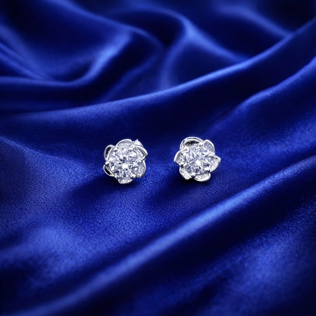 BloomSpark Crystal Flower Stud Earrings (RRj - 0166- 341)