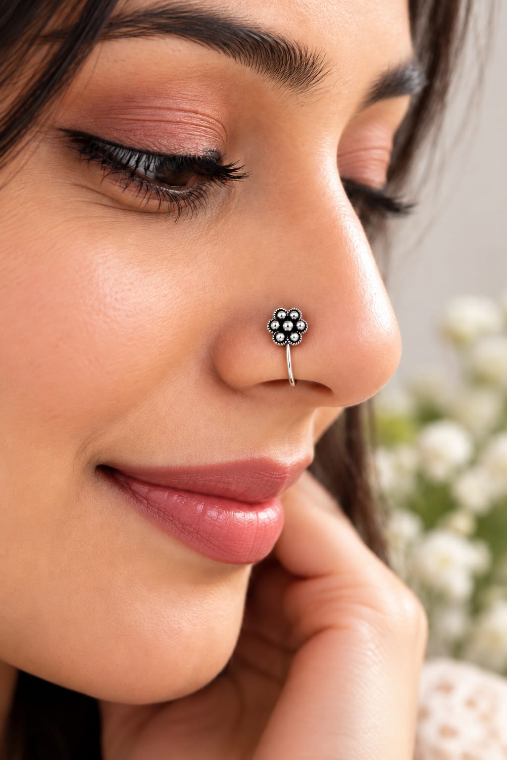 ROYAL BLOSSOM SILVER NOSE PIN