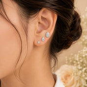 Crystal Heart & Classic Pearl Studs (JC332)
