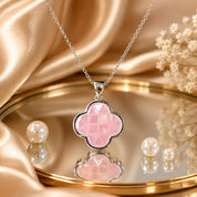 Rosé Clover Silver Pendant Necklace (JD509)