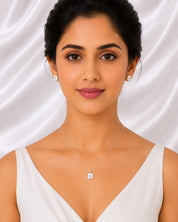 Elegant Square Stone Pendant Necklace & Stud Earrings Set (Dp 6740-pwc 208)