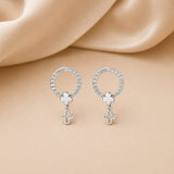 Aurellion Celeste Clover Drop Silver Stud Earrings – Zircon Circle Designer Earrings for Women