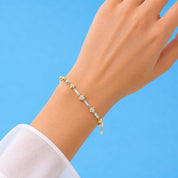 Fleur Royale Two-Tone Silver Bracelet – Floral Zircon Charm Bracelet (JB679)