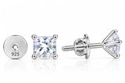 Regalia Princess Cut 925 Sterling Silver Stud Earrings