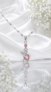 Seraphine Chain – Pink Crystal Swan Silver Pendant Necklace for Women (JS331)