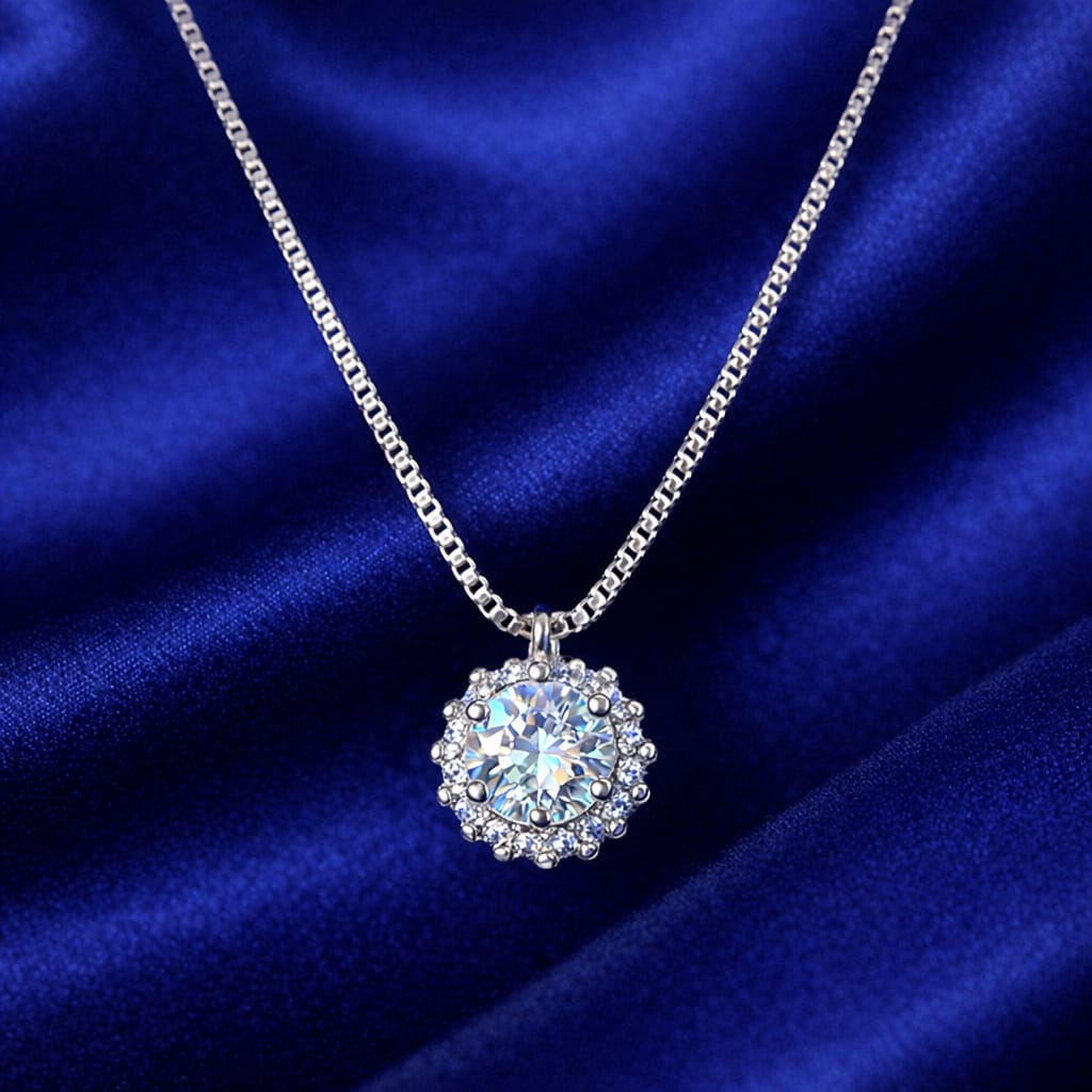 HaloShine Round Diamond Glow Necklace