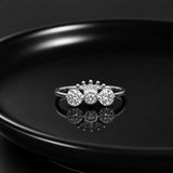 Royal Crown Triple Stone Silver Ring – Sparkling Zircon Statement Ring
