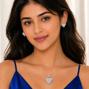 925 Sterling Silver Heart Shape Pendant & Earrings Set with Zircon Diamonds | Romantic Matching Jewellery Set for Women | Gift & Party Wear RRJ0538-327
