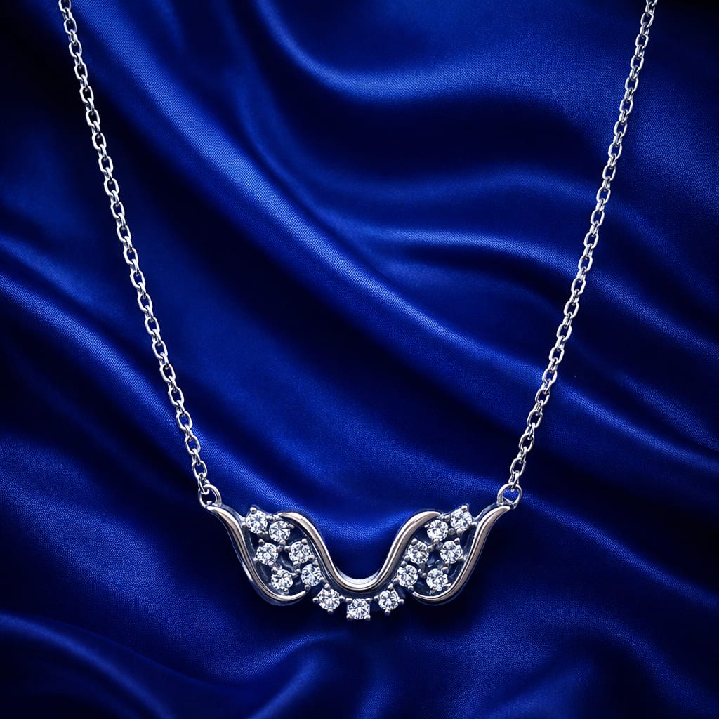 Elegant Wave Crystal Pendant Necklace