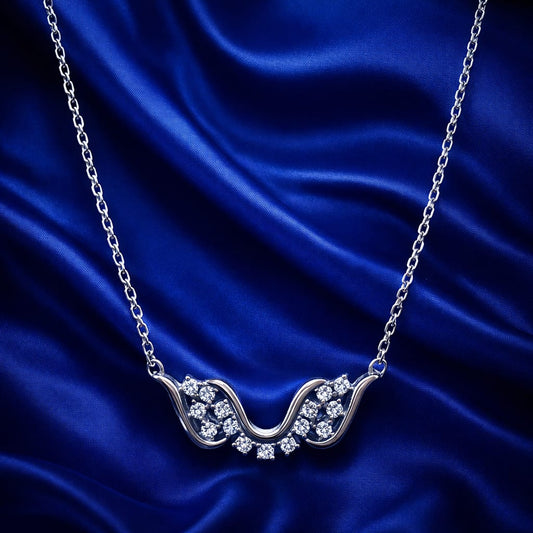 Elegant Wave Crystal Pendant Necklace