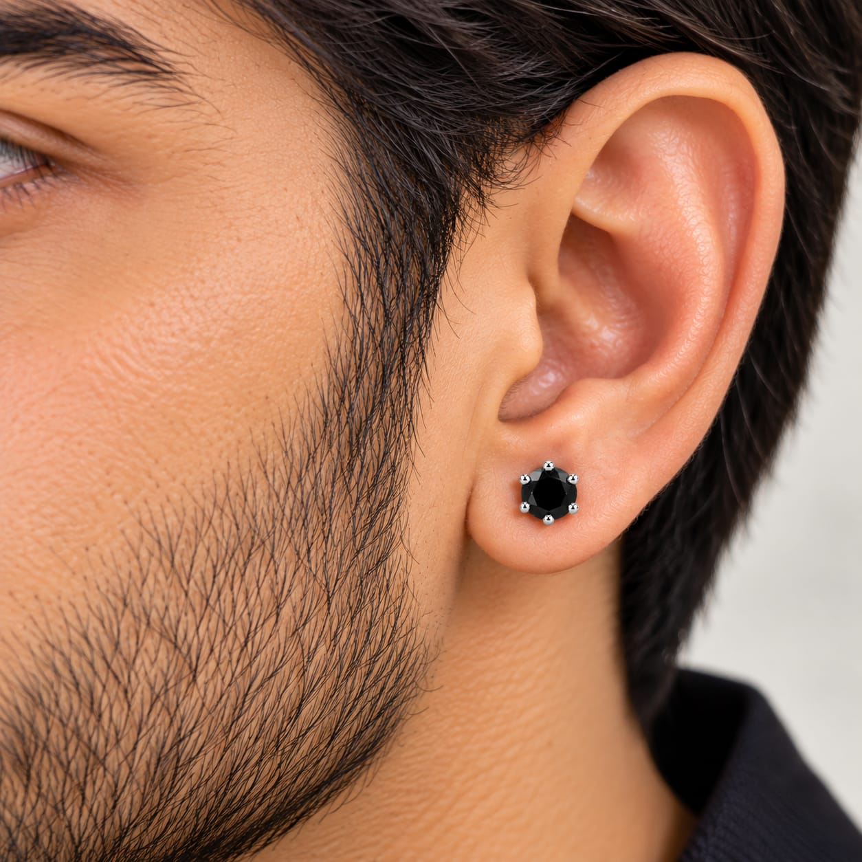 NOIR ECLIPSE BLACK STONE STUD EARRINGS