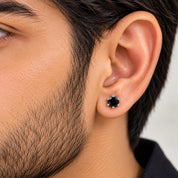 NOIR ECLIPSE BLACK STONE STUD EARRINGS
