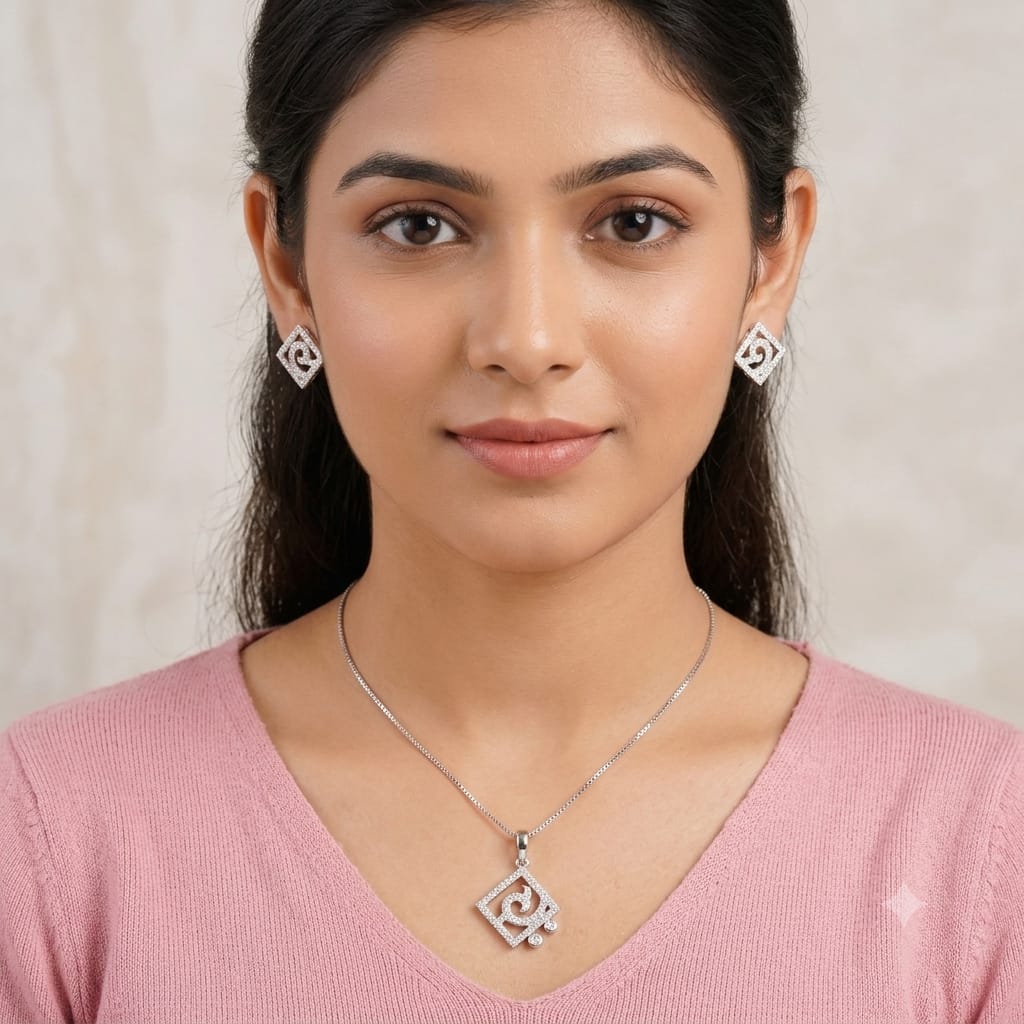 RoyalSpark Designer Pendant & Stud Set (RR - 0328-414)