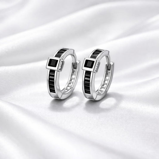 Noir Square Crystal Bali Earrings (RRj 235- 367)