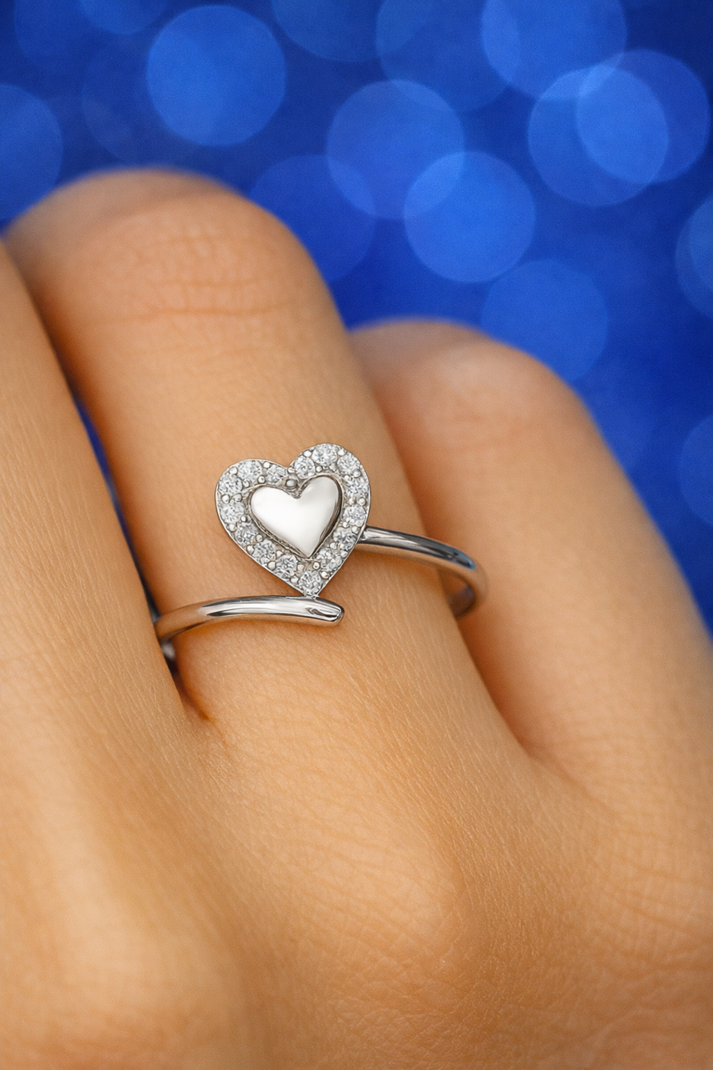 Celeste Heart Halo Crystal Ring (size 12-13) (R 615)