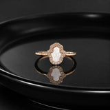 Rose Gold Hamsa Hand Ring – Mother of Pearl & Zircon Statement Ring (R6-135)