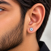 Celestia Halo 925 Sterling Silver Crystal Stud Earrings