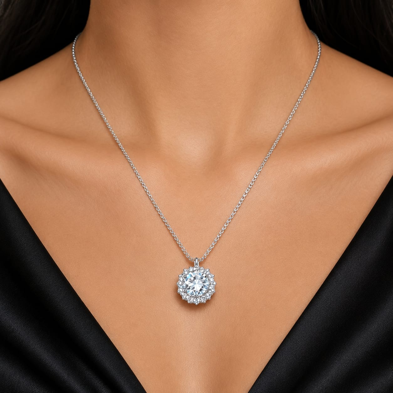 HaloShine Round Diamond Glow Necklace