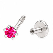 Ruby Red Stone Silver Nose Pin