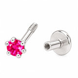 Ruby Red Stone Silver Nose Pin