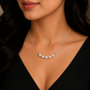 Classic Pearl Beaded Silver Necklace – Elegant Minimal Design