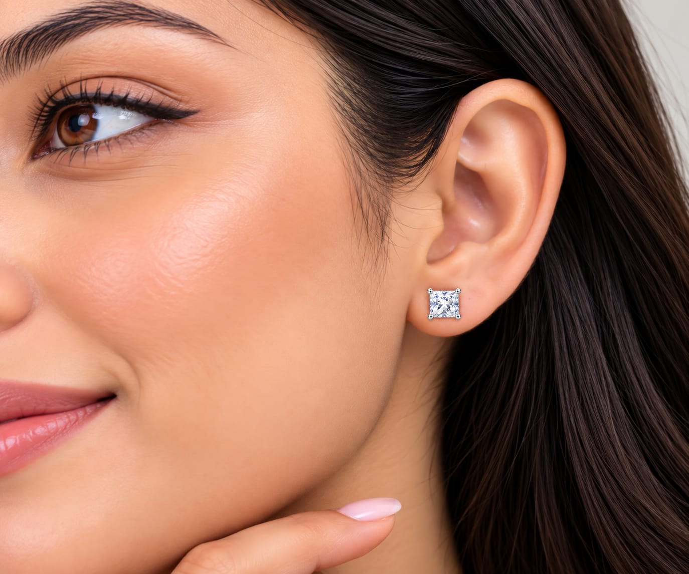 Regalia Princess Cut 925 Sterling Silver Stud Earrings
