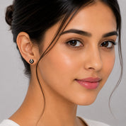 925 Sterling Silver Black Flower Stud Earrings with CZ Diamond | Elegant Minimal Round Floral Design | Lightweight Daily Wear Earrings for Women & GirlsRRJ0207-353