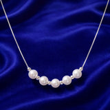 Classic Pearl Beaded Silver Necklace – Elegant Minimal Design