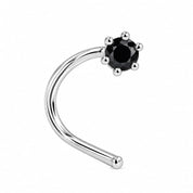 ONYX HALO BLACK STONE SILVER NOSE PIN