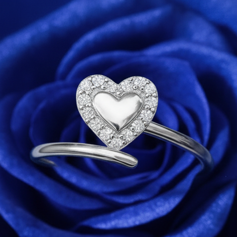 Celeste Heart Halo Crystal Ring (size 12-13) (R 615)